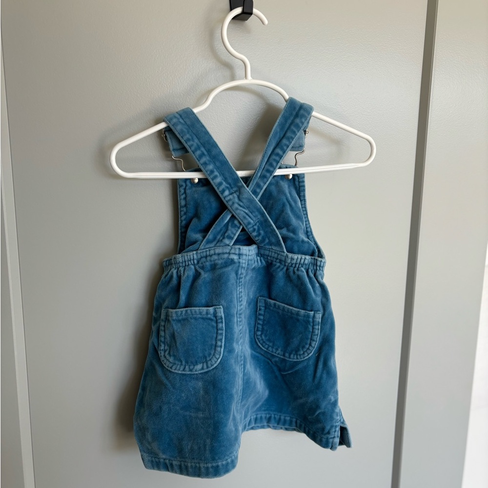 Baby gap blue velvet overall dress 6-12 months